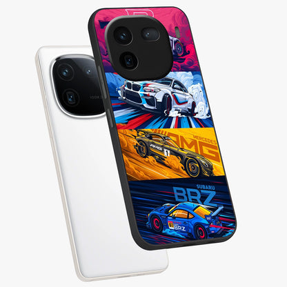 JDM Sports Car Glass Case displayed in angled mockup highlighting sleek Japanese racing car design with automotive aesthetic.