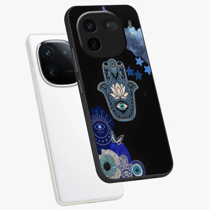 Mystic Hand Aura Glass Case displayed in angled mockup highlighting magical aura design with spiritual aesthetic style.