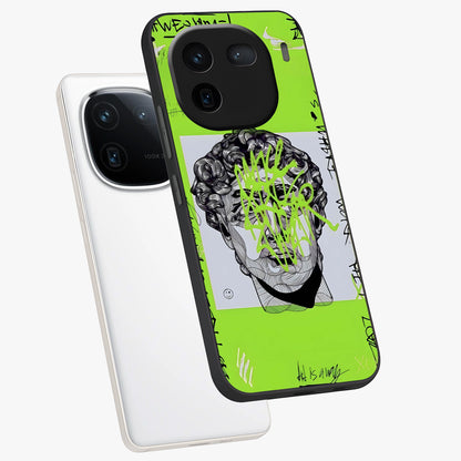 Neo Graffiti Rebellion Glass Case displayed in angled mockup highlighting urban street art design with rebellious aesthetic.