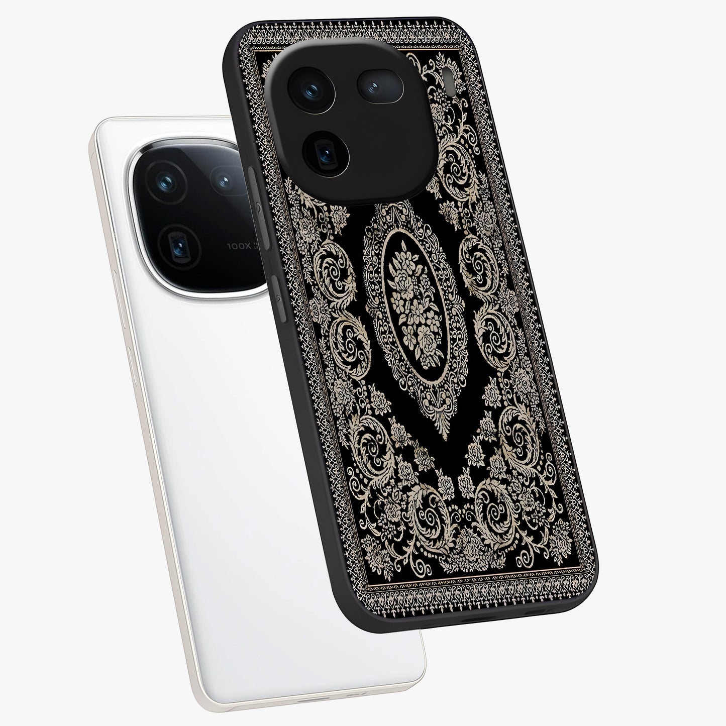Noir Bloom Elegance Glass Case displayed in angled mockup highlighting refined flower design with stylish noir aesthetic.