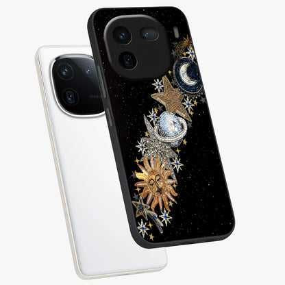 Pearls Universe Object Glass Case displayed in angled mockup highlighting celestial pearl design with dreamy aesthetic.