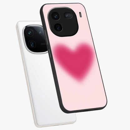 Pink Aura Heart Glass Case displayed in angled mockup highlighting vibrant pink heart design with dreamy aura aesthetic.