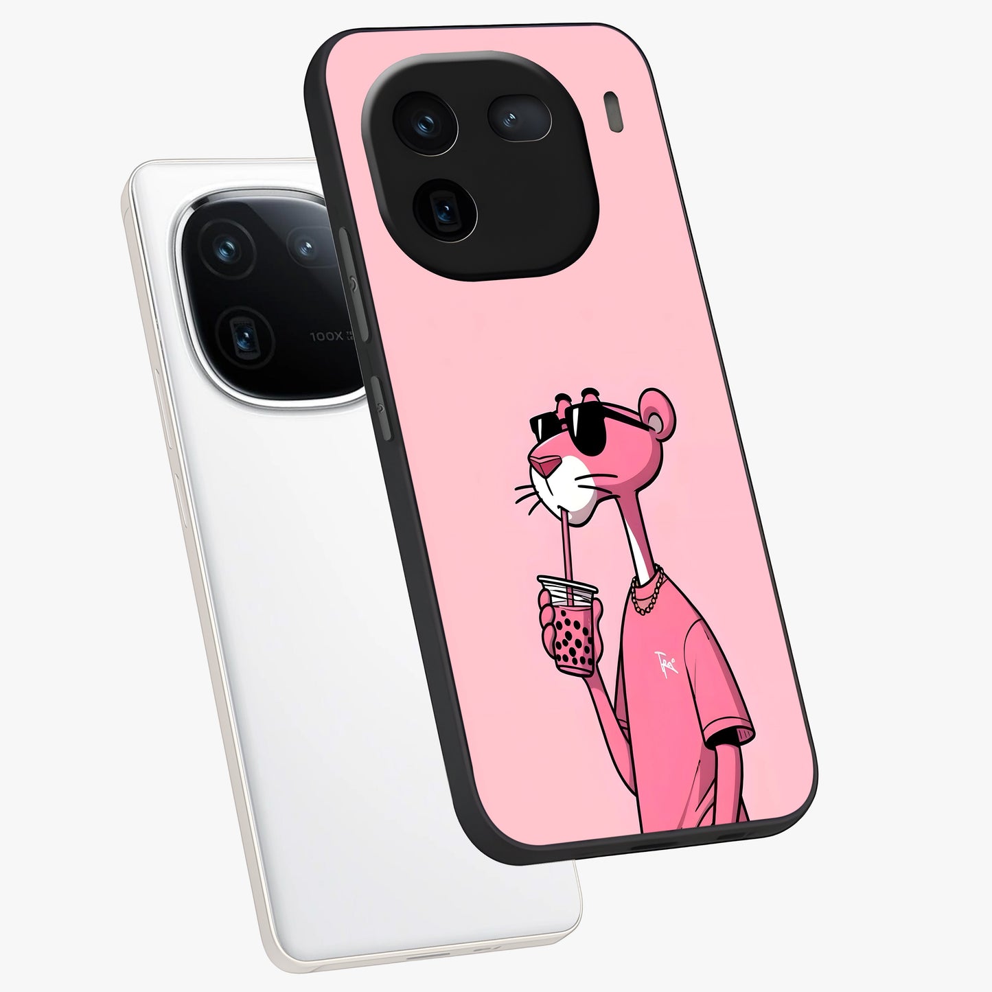 Pink Panther Glass Case displayed in angled mockup highlighting playful cartoon character design with vibrant pink aesthetic.