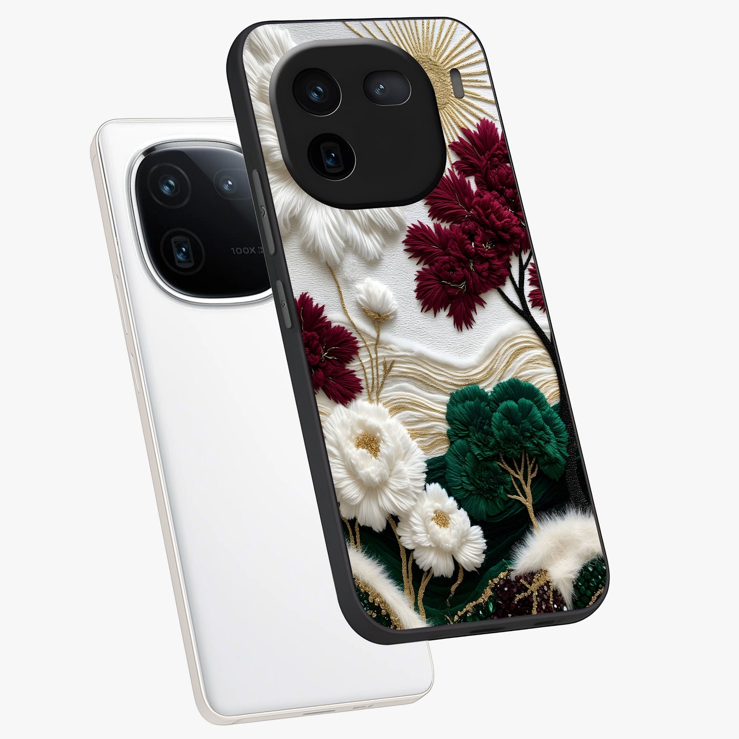 Radiant Bloom Elegance Glass Case displayed in angled mockup highlighting graceful floral design with radiant aesthetic style.