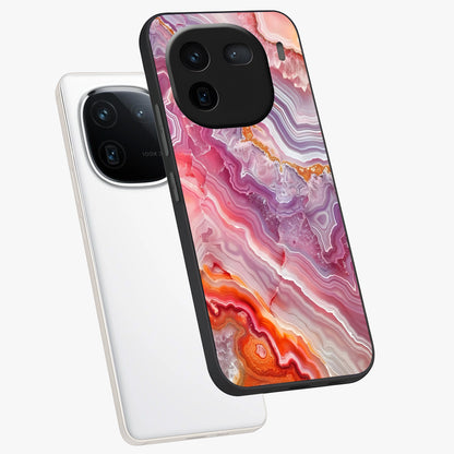 Rose Quartz Marble Glass Case displayed in angled mockup highlighting elegant marble pattern with soft aesthetic style.