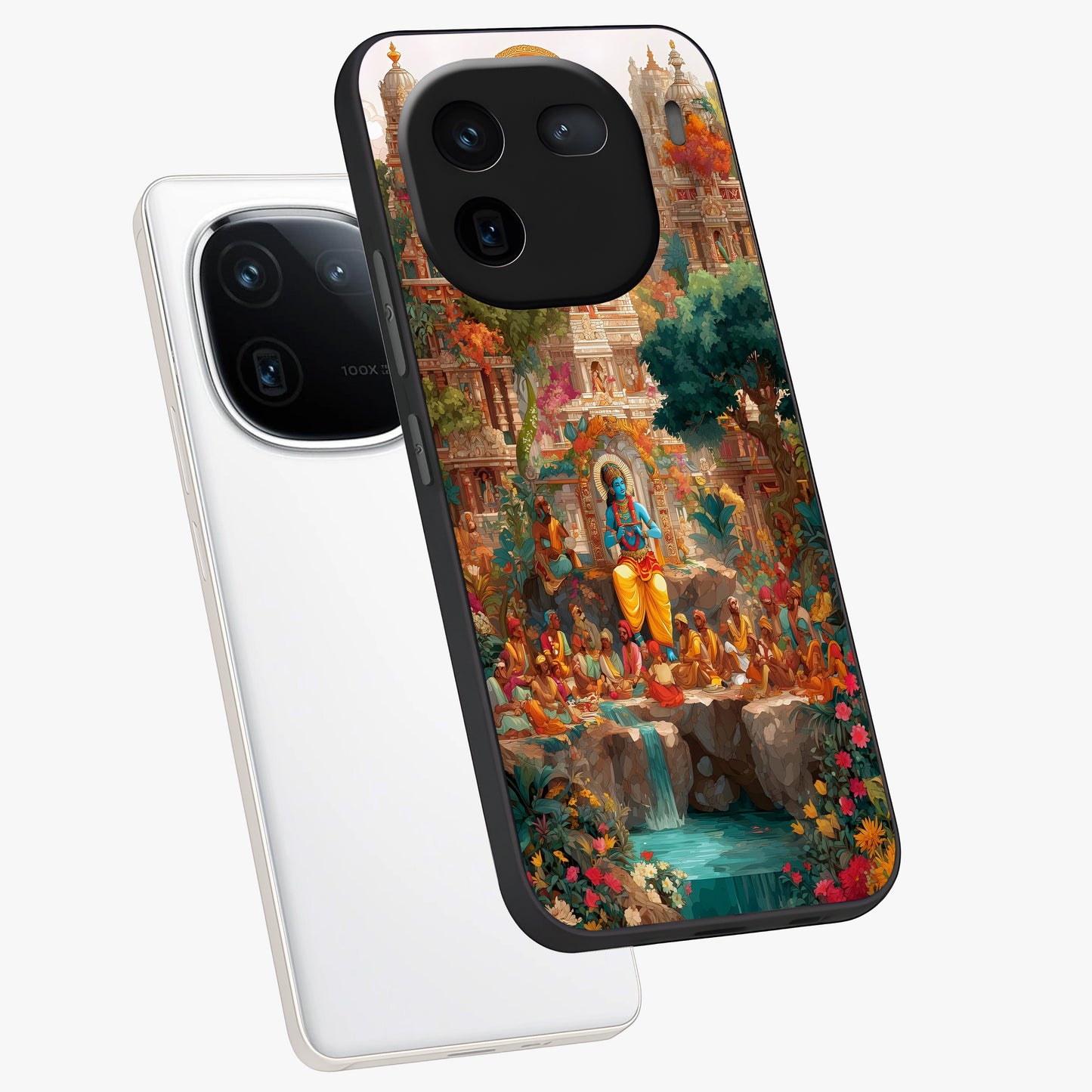 Sacred Sunlight Gods Glass Case displayed in angled mockup highlighting radiant spiritual design with celestial aesthetic.