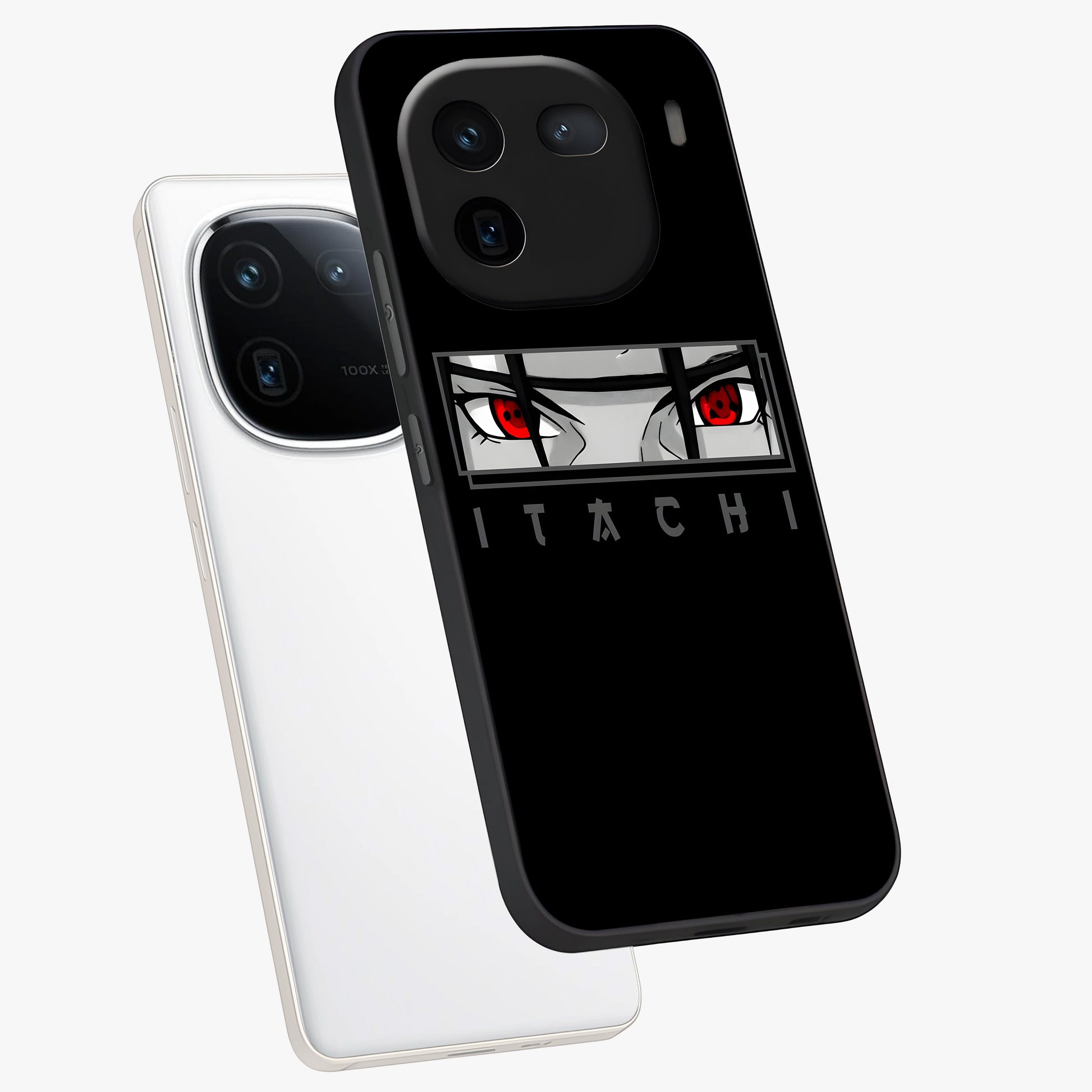 Scarlet Gaze Dominance Glass Case displayed in angled mockup highlighting intense visual design with bold scarlet aesthetic.