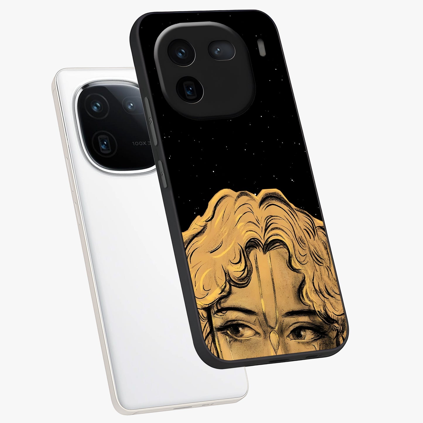 Shri Krishna Art Glass Case displayed in angled mockup highlighting spiritual Krishna illustration with divine aesthetic.