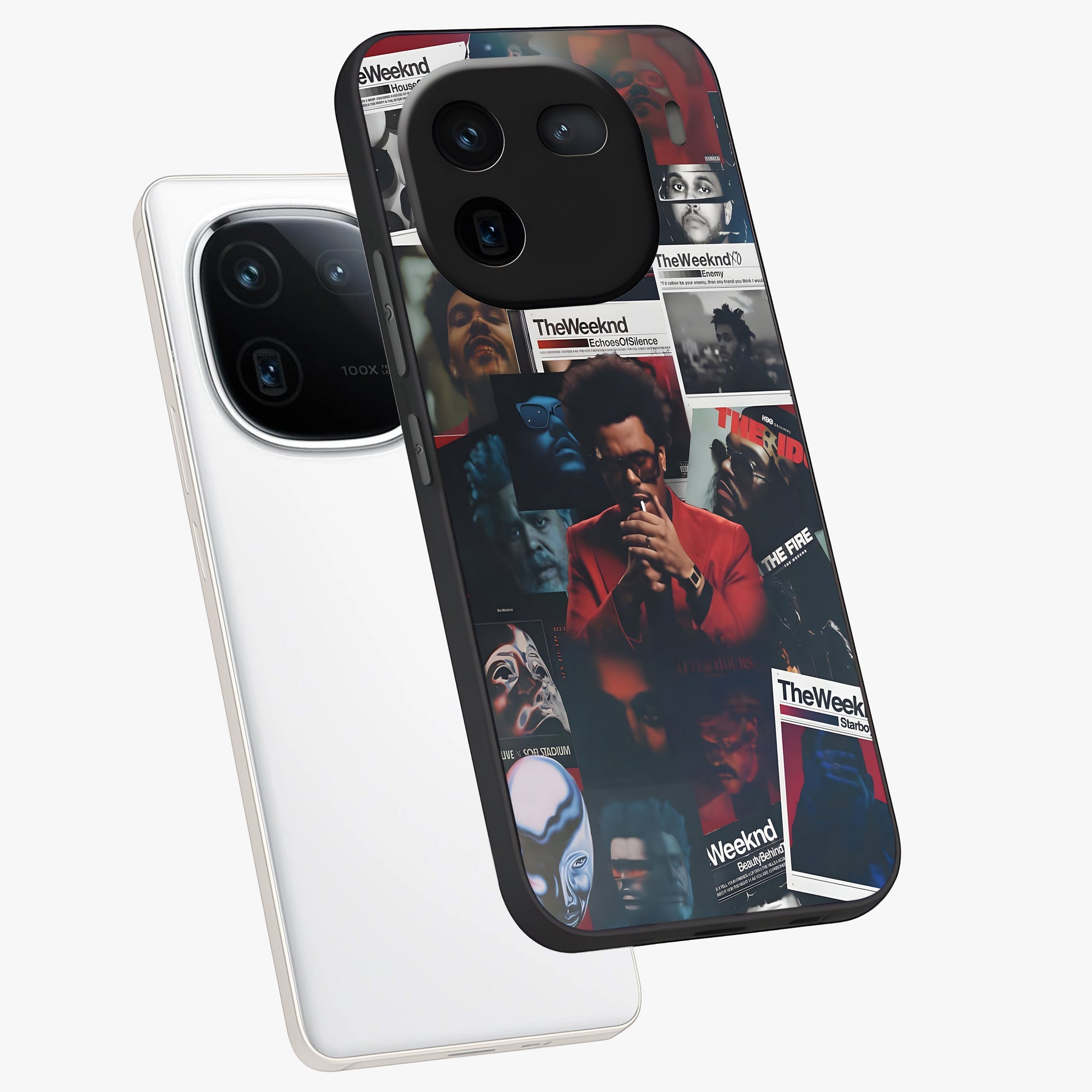 The Weeknd Glass Case displayed in angled mockup highlighting stylish pop culture inspired design with modern aesthetic.