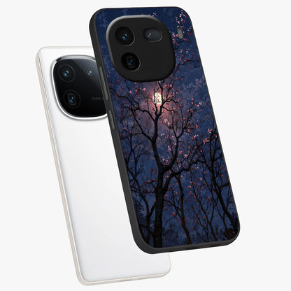 Twilight Sakura Serenade Glass Case displayed in angled mockup highlighting delicate sakura flower design with dreamy aesthetic.