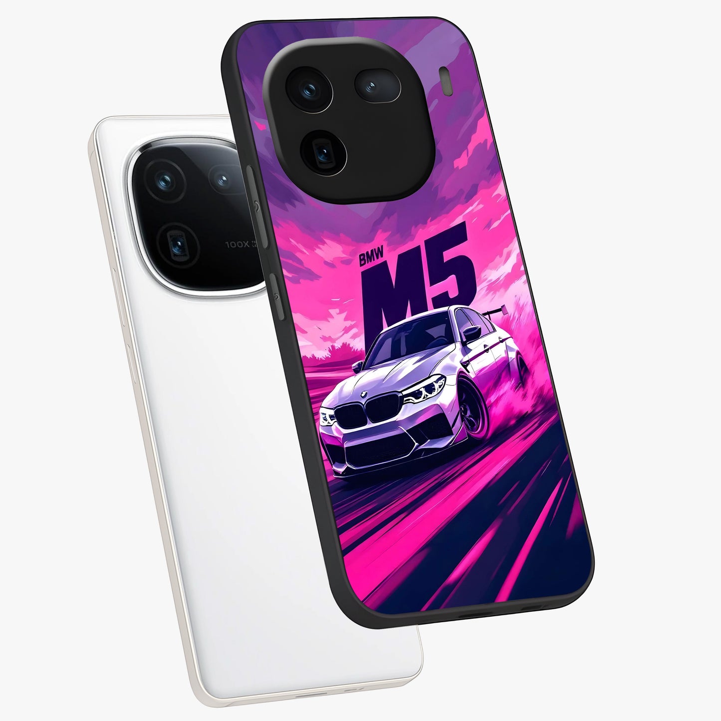 Velocity Drift Pulse Glass Case displayed in angled mockup highlighting dynamic drift design with sporty automotive aesthetic.