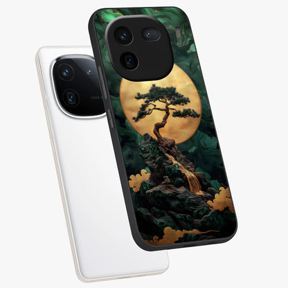 Zen Moon Rise Glass Case displayed in angled mockup highlighting peaceful lunar design with zen aesthetic style.