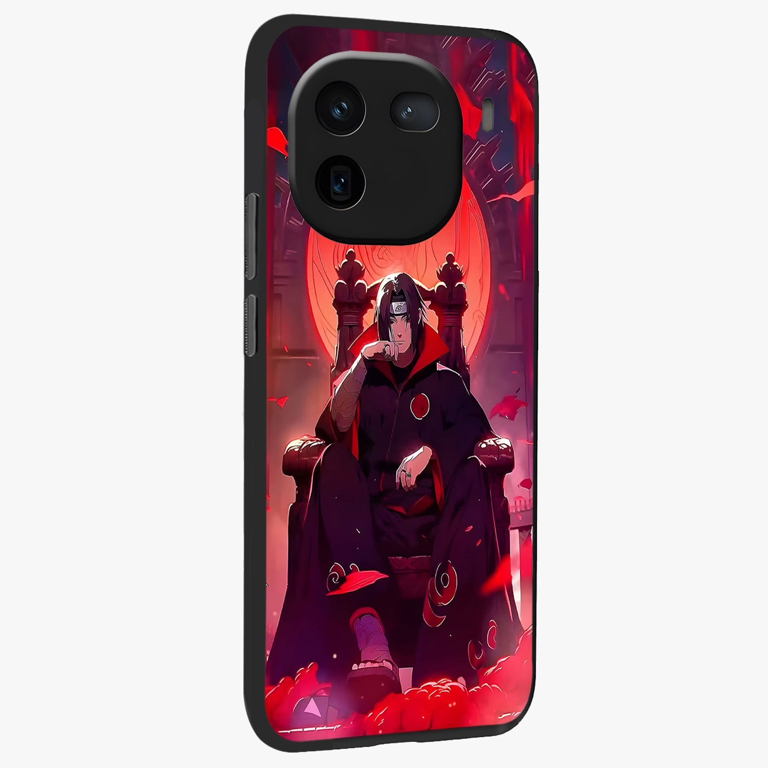Blood Moon Sovereign Glass Case upright view showcasing powerful moon inspired artwork with cosmic aesthetic style.
