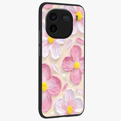 Blush Bloom Texture Glass Case upright view showcasing delicate blush floral texture with modern minimal style.