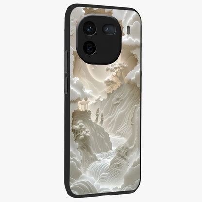 Celestial Origami Glass Case upright view showcasing creative origami artwork with modern celestial style.