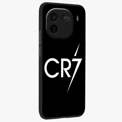 Cr7 Elite Strike Glass Case upright view showcasing energetic football inspired design with modern sports aesthetic.