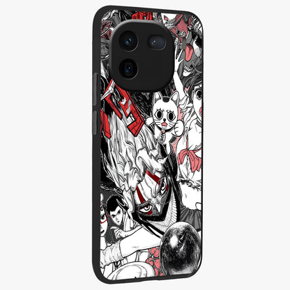 Crimson Chaos Panel Glass Case upright view showcasing intense crimson artwork with dramatic aesthetic style.