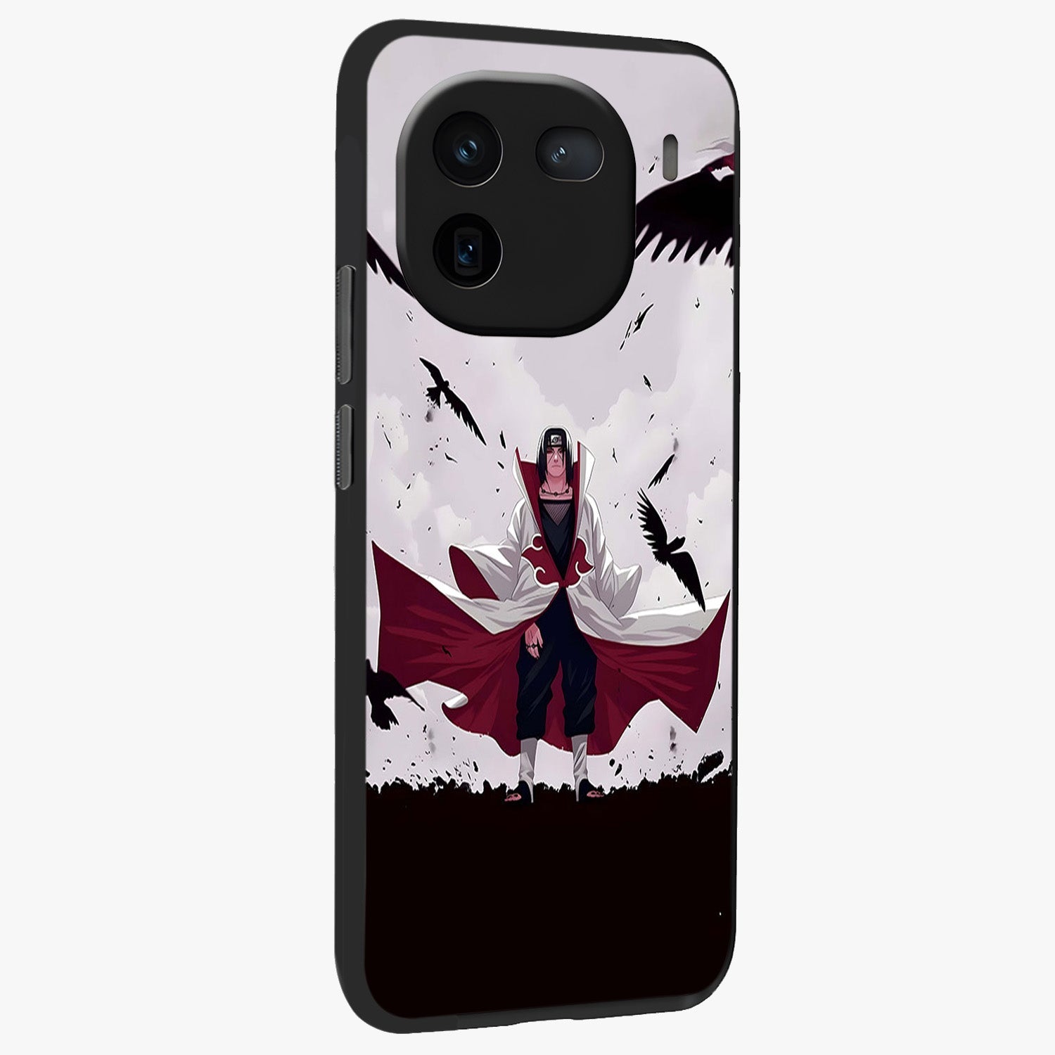 Crimson Crow Ascension Glass Case upright view showcasing dramatic crow artwork with bold gothic theme.