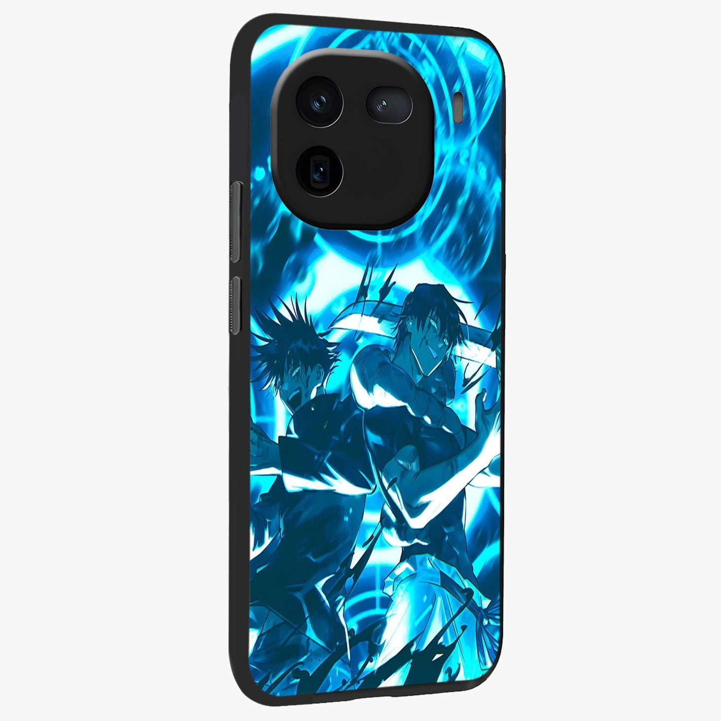 Cursed Energy Clash Glass Case upright view showcasing dramatic clash artwork with bold supernatural theme.