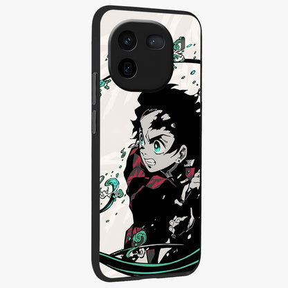 Demon Slayer Glass Case upright view showcasing powerful anime artwork with intense warrior theme.