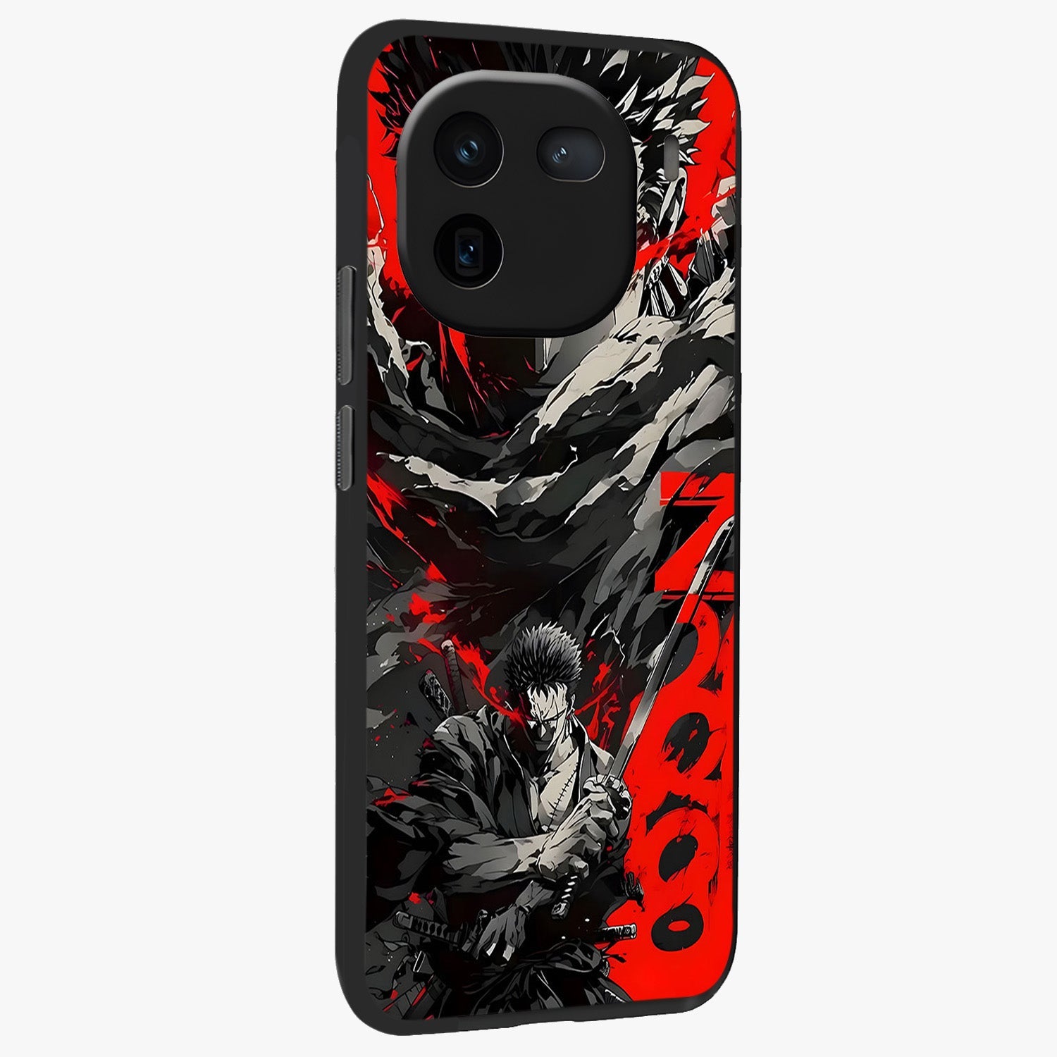 Demon Sword Resolve Glass Case upright view showcasing dramatic warrior artwork with intense battle theme.