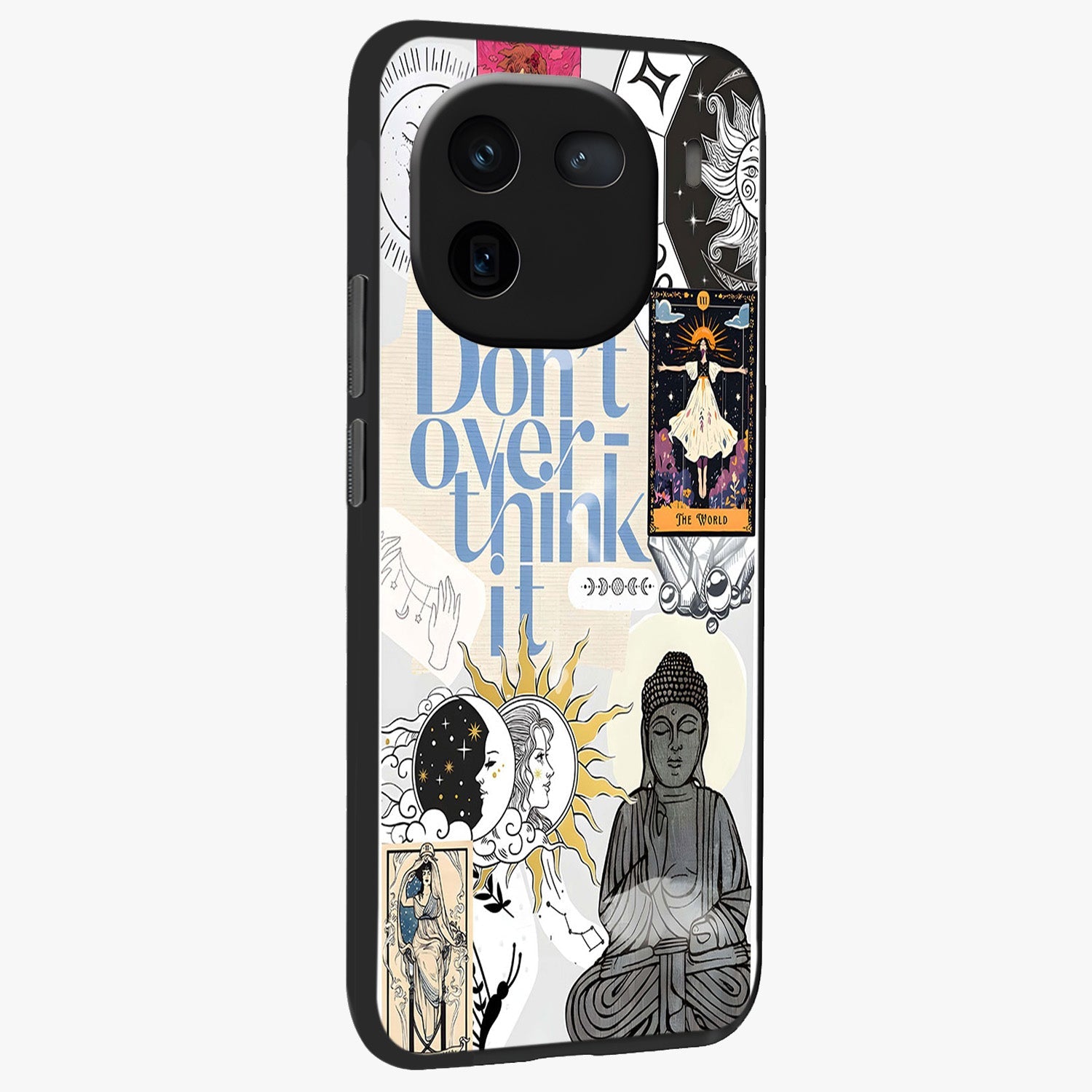 Ethereal Thoughts Glass Case upright view showcasing delicate artistic composition with peaceful dreamy theme.