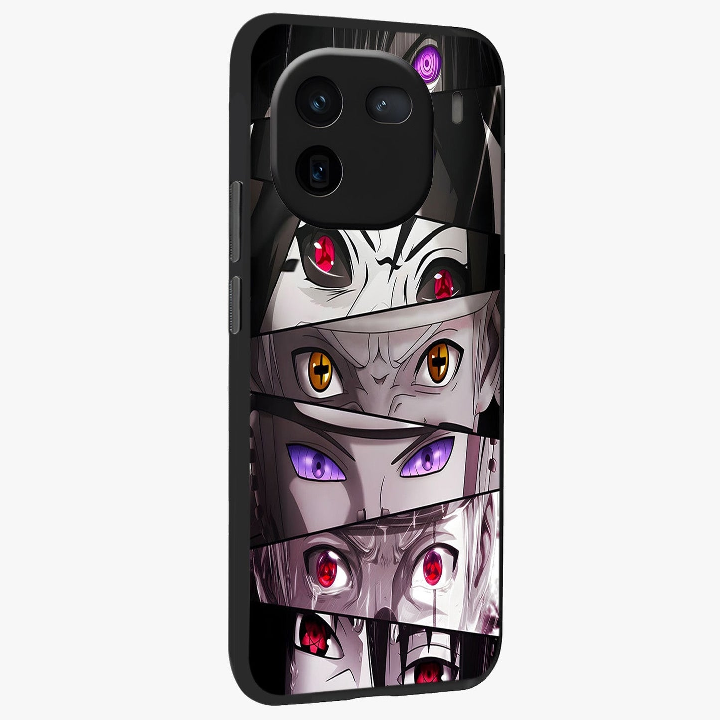 Eyes of Destiny Glass Case upright view showcasing symbolic eye artwork with dramatic artistic theme.