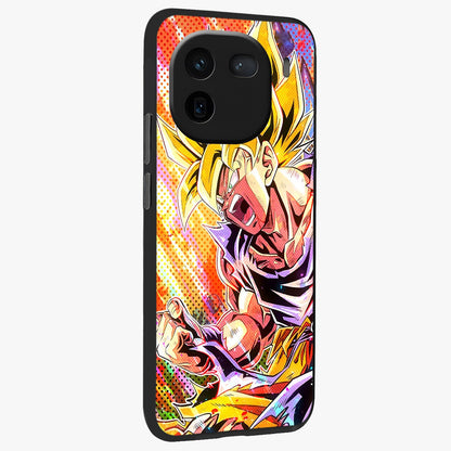 Firing Goku Glass Case upright view showcasing energetic anime artwork with bold warrior theme.
