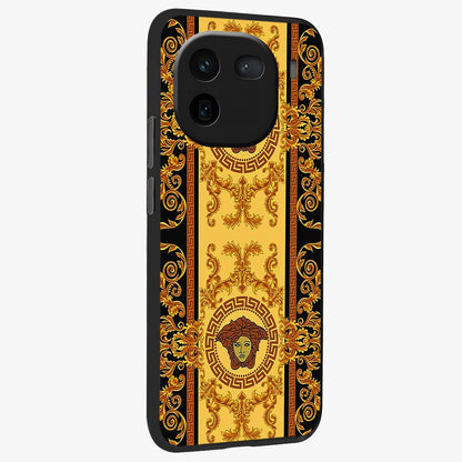 Golden Lotus Glow Glass Case upright view showcasing luminous lotus artwork with peaceful divine theme.