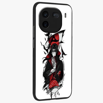 Itachi Limited Edition Naruto Anime Glass Case upright view showcasing intense anime artwork with powerful character theme.