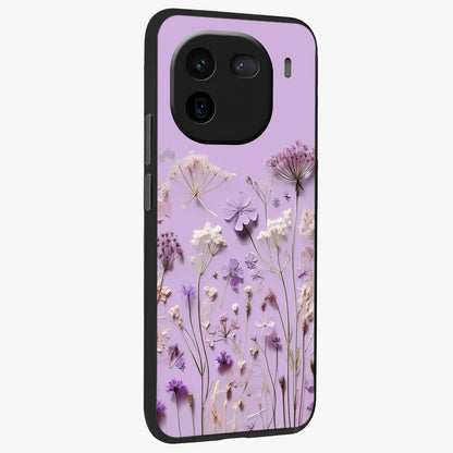 Lavender Blossom Dream Glass Case upright view showcasing delicate lavender blossom artwork with peaceful floral theme.