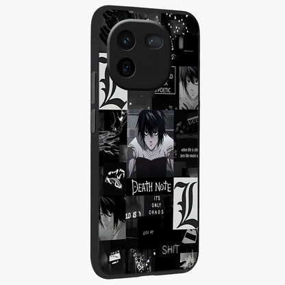 Midnight Chaos Mind Glass Case upright view showcasing expressive abstract artwork with bold dark theme.