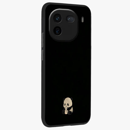 Midnight Panda Love Glass Case upright view showcasing charming panda artwork with playful romantic theme.