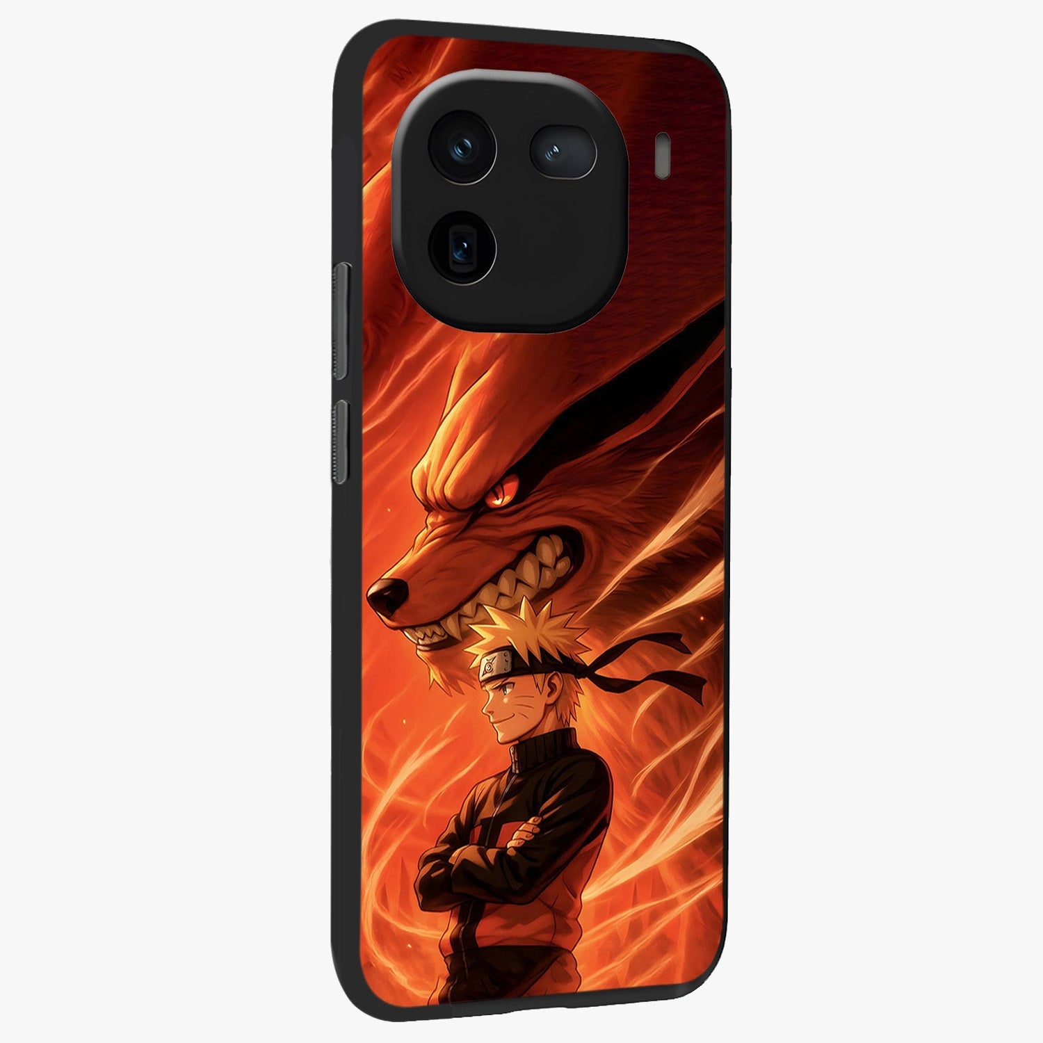 Nine Tails Legacy Glass Case upright view showcasing dramatic nine-tails artwork with intense anime themed design.