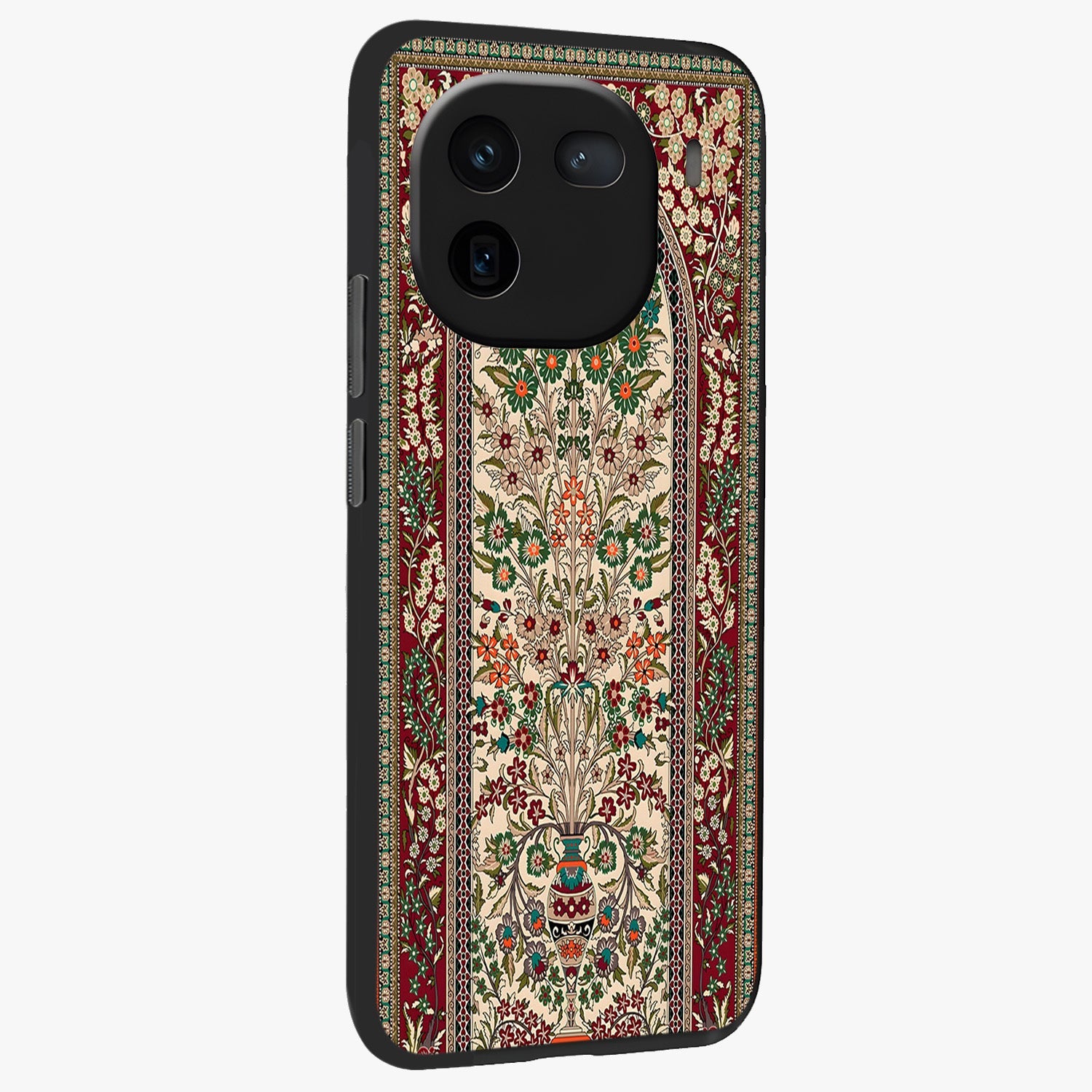 Persian Inspired Glass Case upright view showcasing decorative Persian artwork with rich heritage theme.