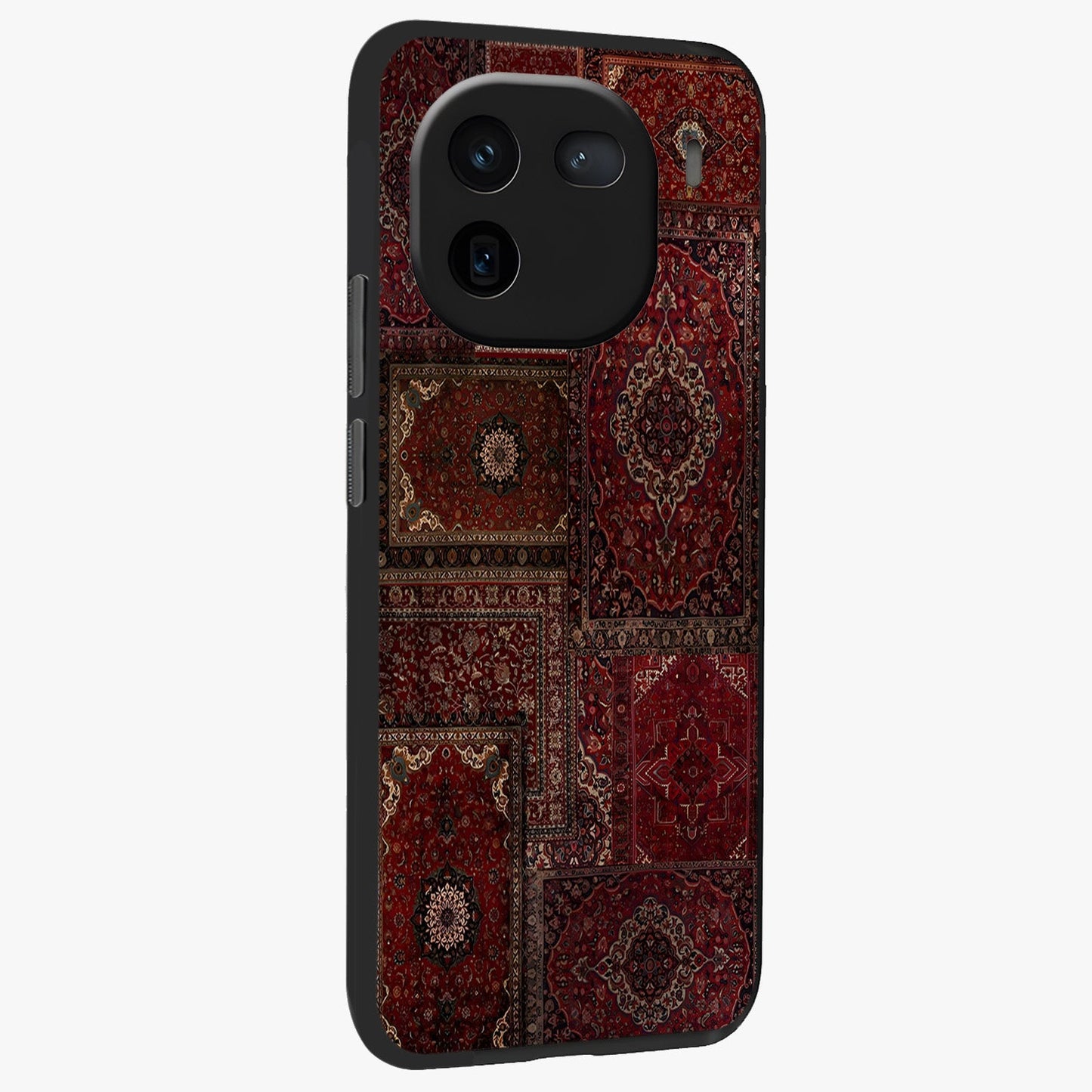 Persian Velvet Tale Glass Case upright view showcasing elegant Persian artwork with classic heritage theme.
