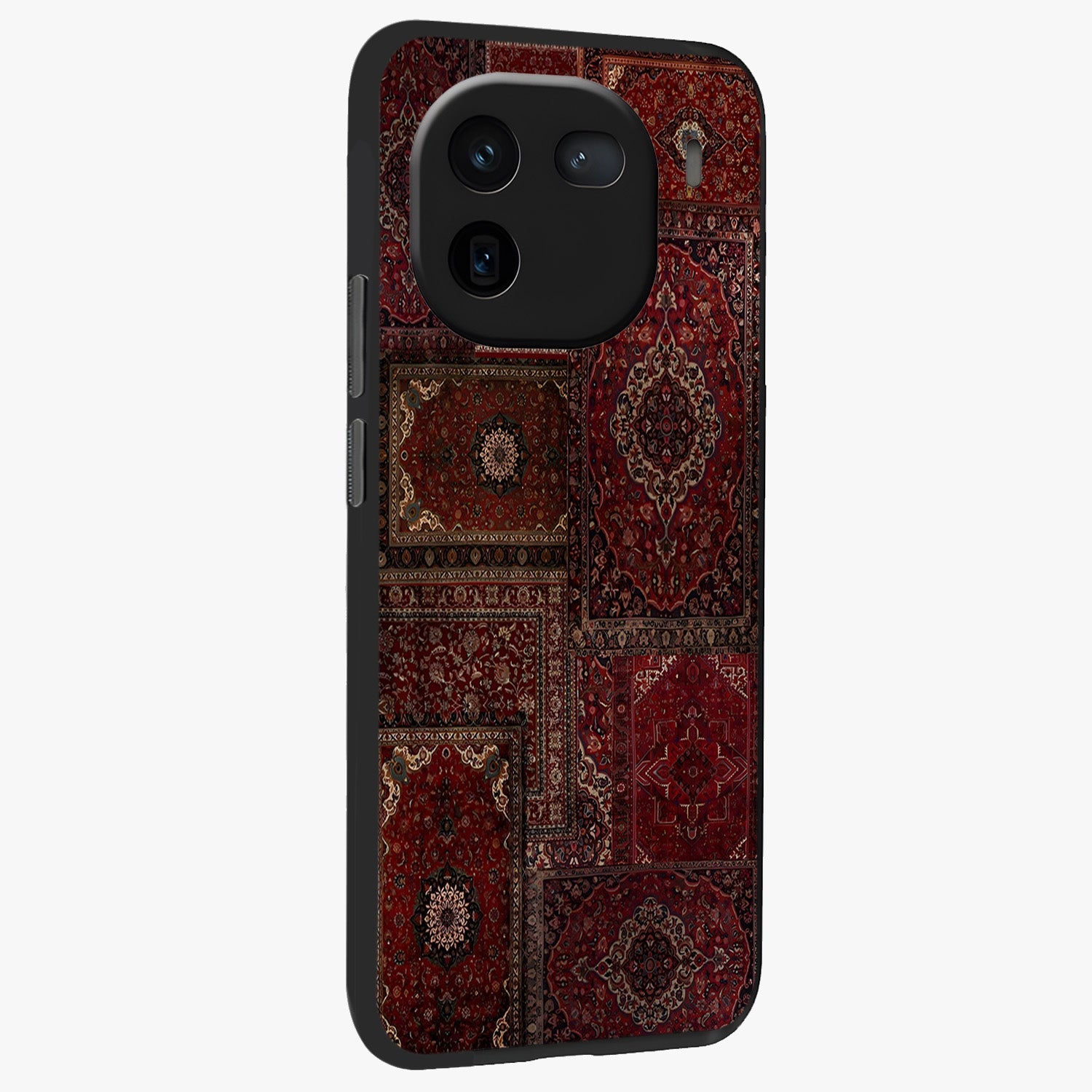 Persian Velvet Tale Glass Case upright view showcasing elegant Persian artwork with classic heritage theme.