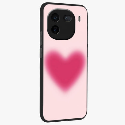 Pink Aura Heart Glass Case upright view showcasing romantic heart artwork with soft pastel theme.