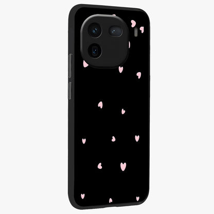 Pink Love Drops Glass Case upright view showcasing charming heart drop artwork with romantic playful theme.