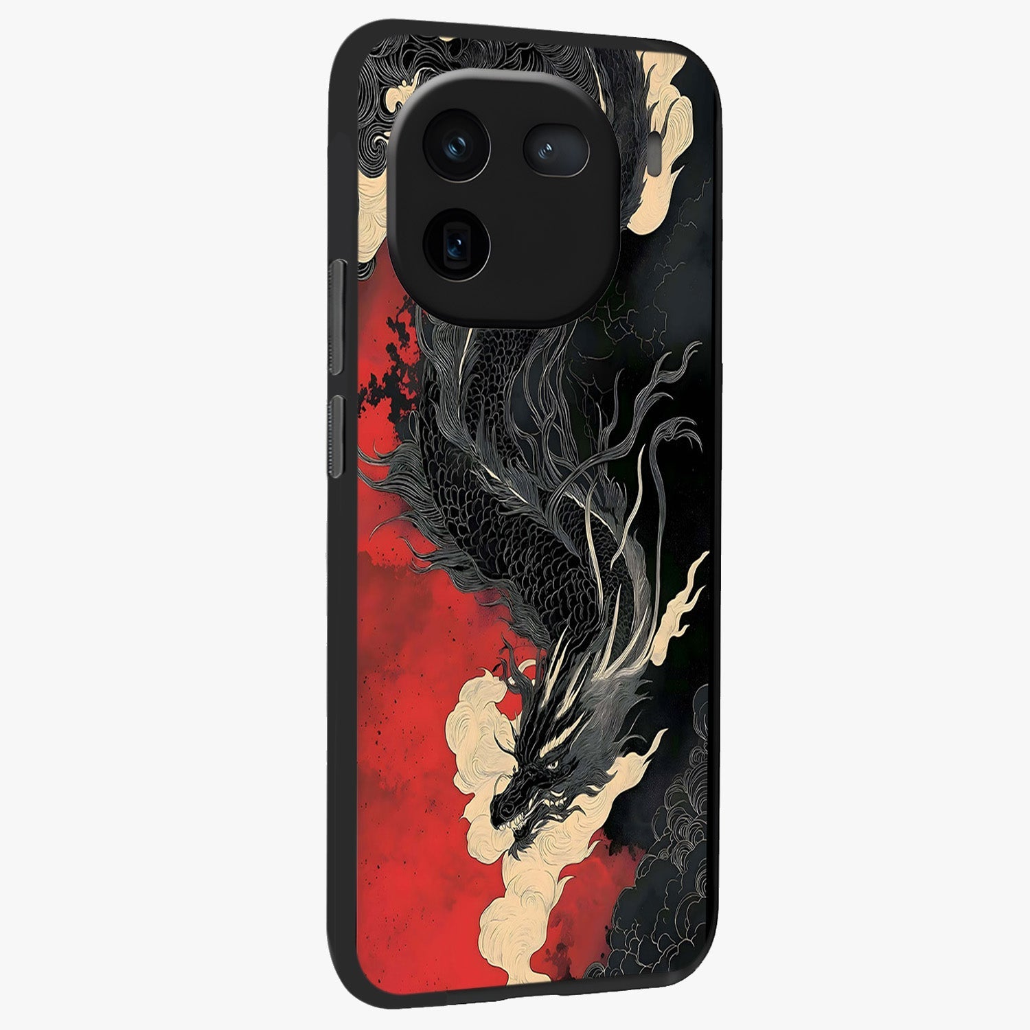 Shadow Dragon Fury Glass Case upright view showcasing intense dragon artwork with dramatic shadow theme.