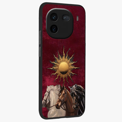 Solar Riders Glass Case upright view showcasing energetic rider artwork with bold adventure theme.