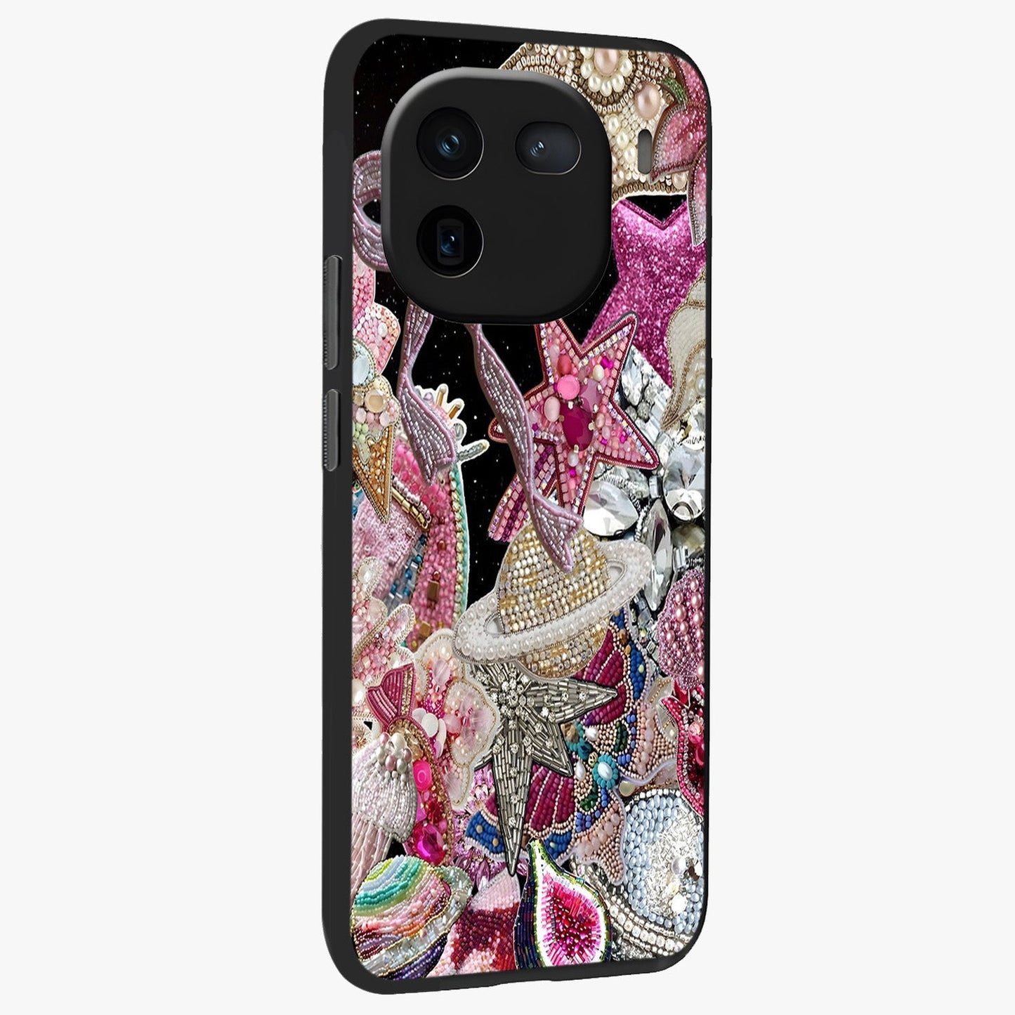 Starlit Jewel Dream Glass Case upright view showcasing radiant star inspired artwork with magical night theme.
