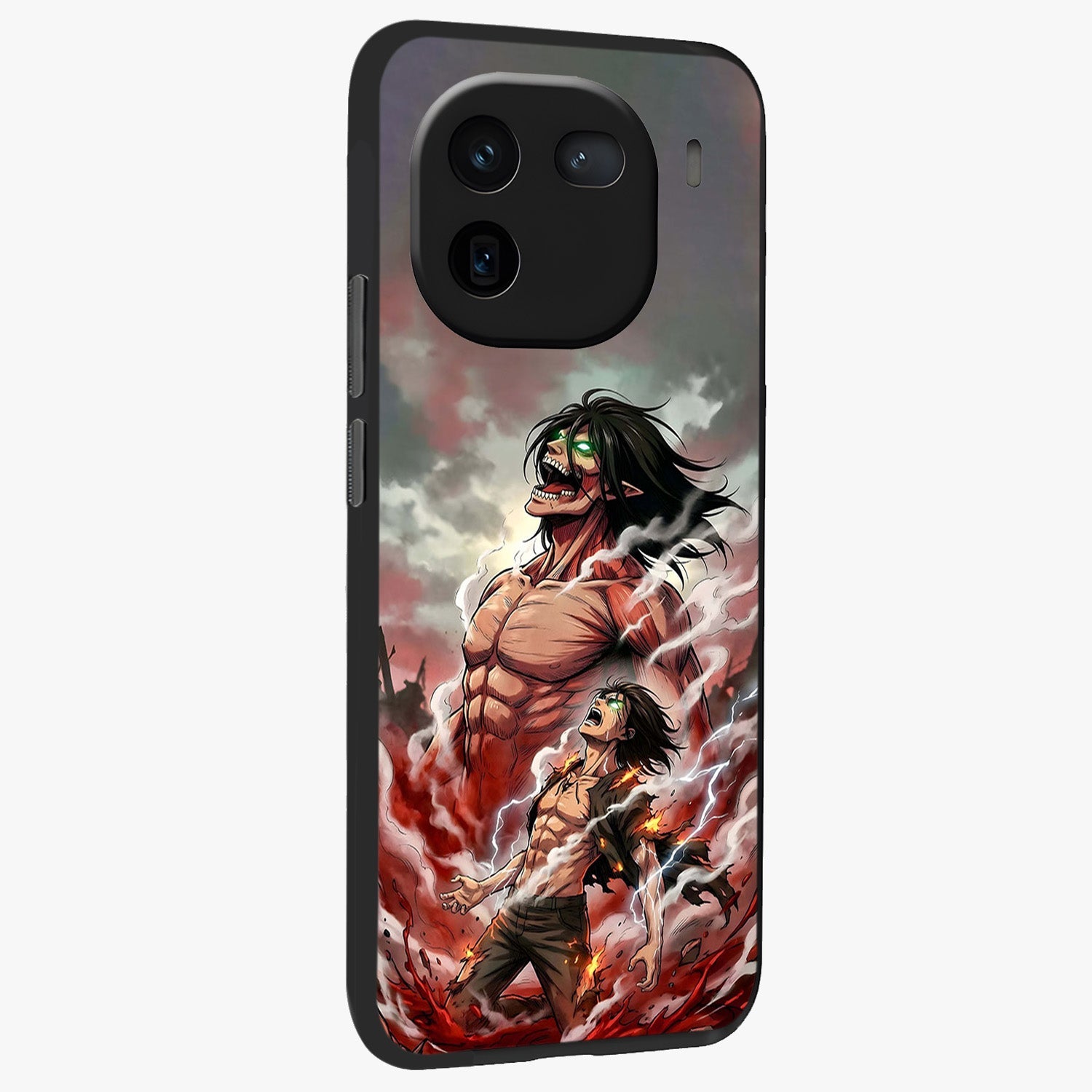 Titan Awakening Fury Glass Case upright view showcasing intense titan artwork with epic fantasy theme.