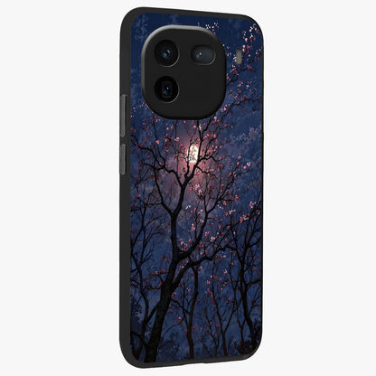 Twilight Sakura Serenade Glass Case upright view showcasing beautiful cherry blossom artwork with serene evening theme.