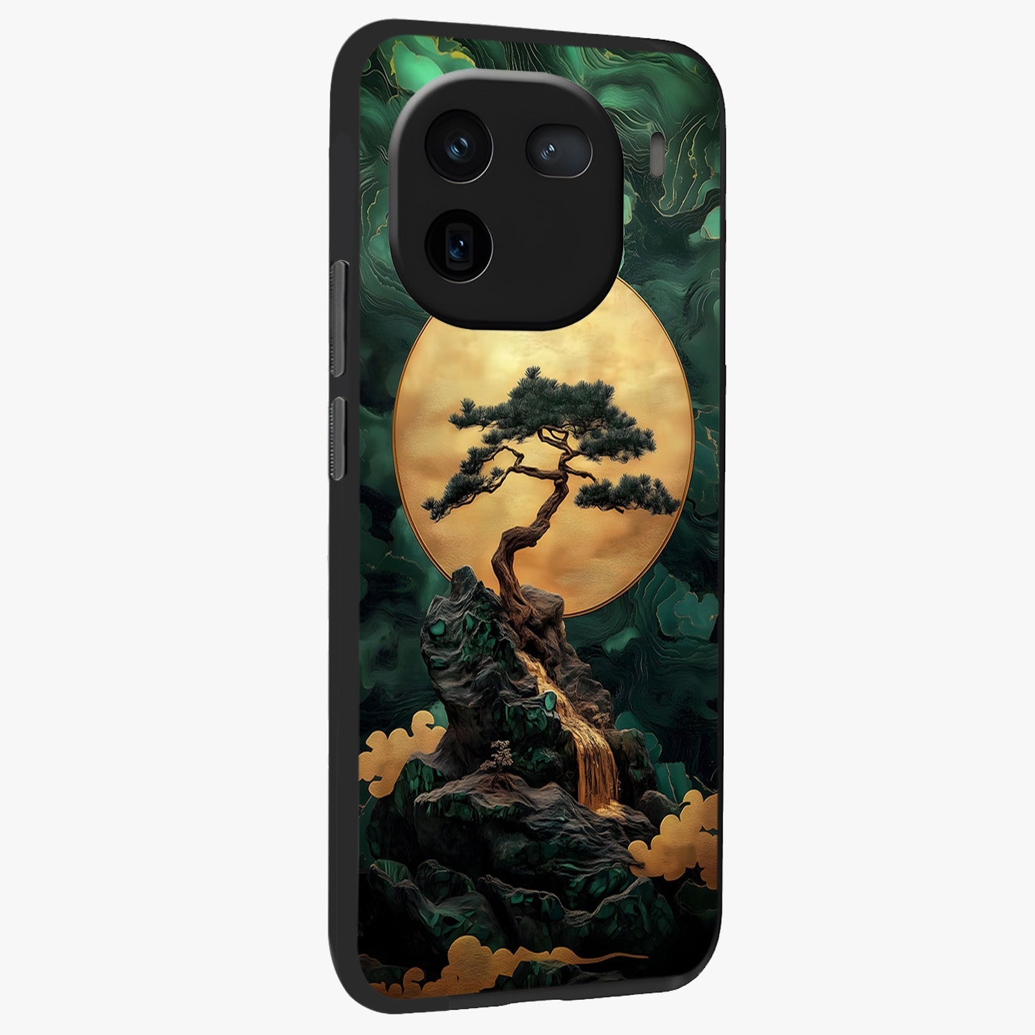 Zen Moon Rise Glass Case upright view showcasing serene moon artwork with tranquil night theme.