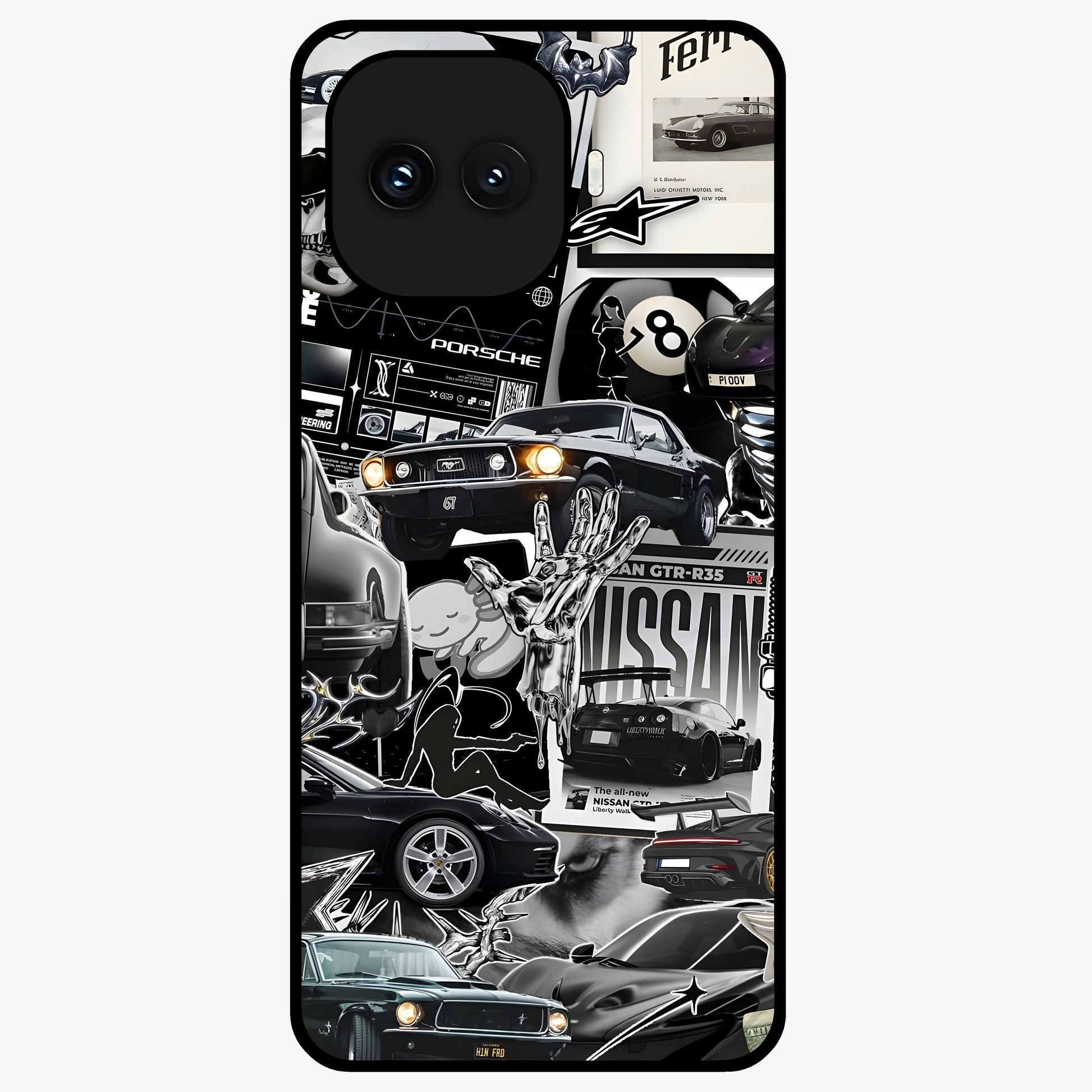 Aesthetic Dark Love Glass Case showing flat back view with dark romantic artwork and glossy glass finish.