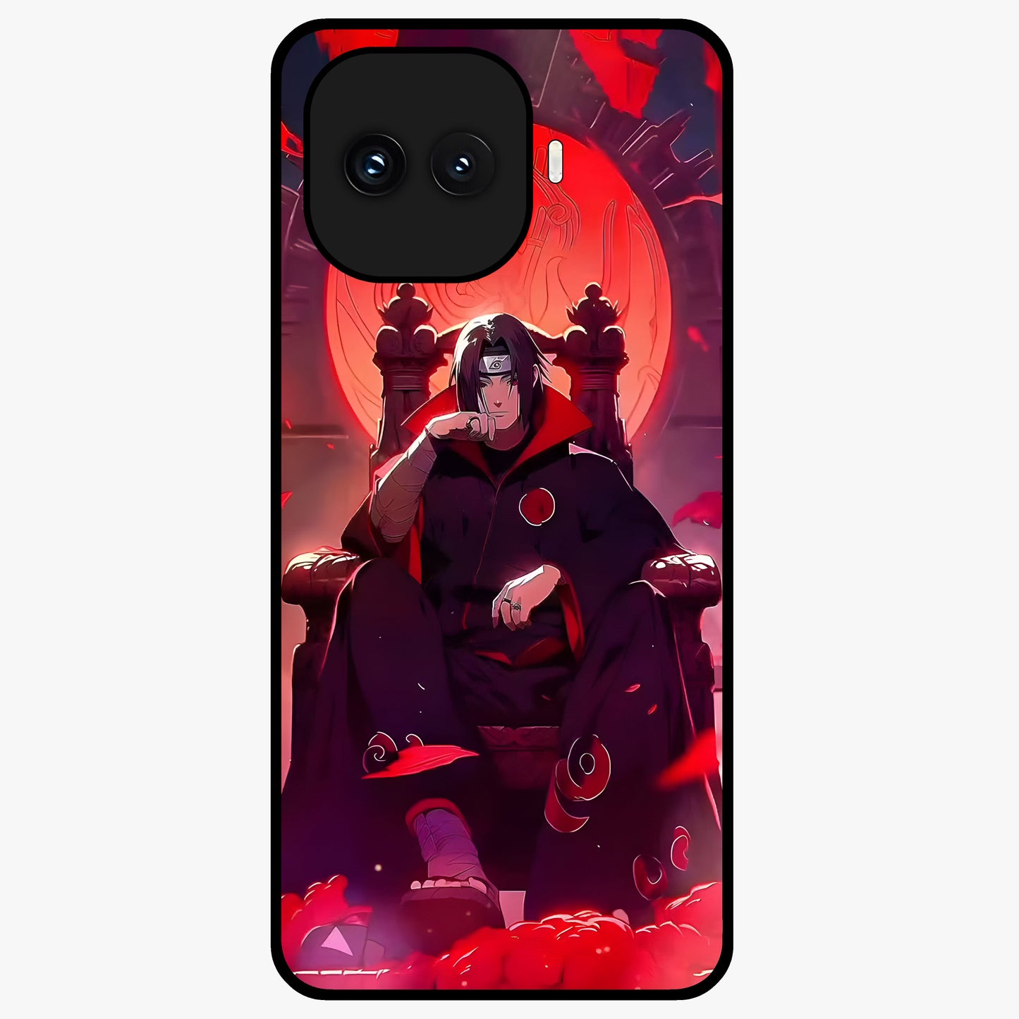 Blood Moon Sovereign Glass Case showing flat back view with mystical blood moon artwork and glossy glass finish.