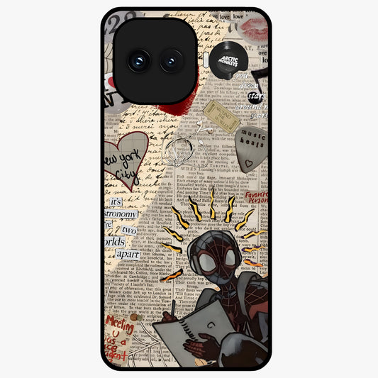 City Dream Sketch Glass Case showing flat back view with artistic city skyline sketch artwork and glossy glass finish.