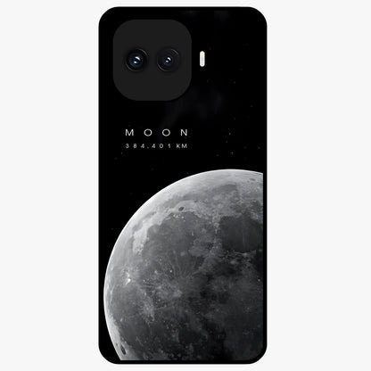 Cosmic Moon Glow Glass Case showing flat back view with glowing moon artwork and glossy glass finish.