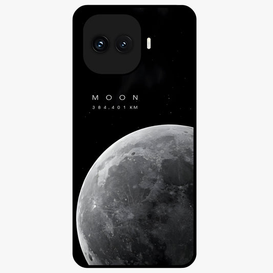 Cosmic Moon Glow Glass Case showing flat back view with glowing moon artwork and glossy glass finish.